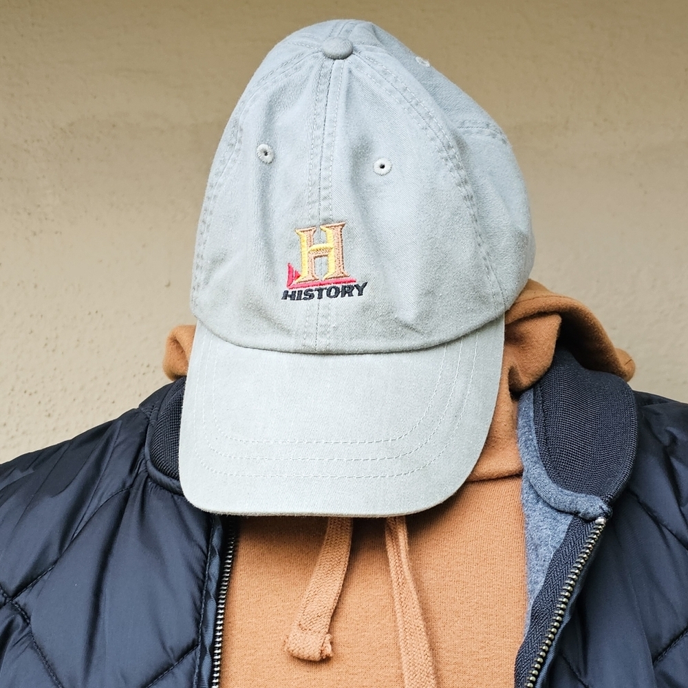 History Channel Cotton Baseball Cap w/ Faux Leather Strap Adams Manufacturing